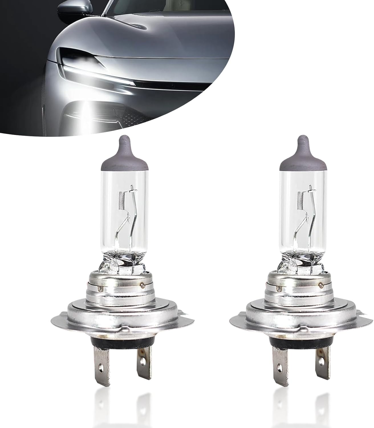 UGSHY 2 PCS H11 Automotive Halogen Bulb, 12V 55W 60,000 Hours Service Life High-Transmission Quartz Glass High Low Beam, Lighting Replacement Accessories, Compatible with Most Car Models (White) image number 1