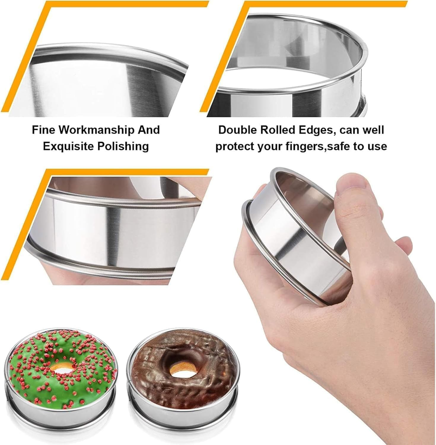 Crumpet Rings, 6Pcs Stainless Steel 4 Inch English Muffin Ring, Double Rolled Tart Rings for Baking Fluffy Muffins, Eggs, Pancakes, Home Baking Eggs Pancakes Pastry image number 6