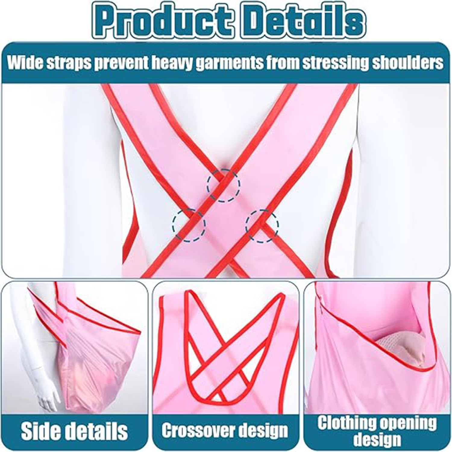 Tjhypenete Portable Clothes Drying Apron, Waterproof Laundry Apron with Pouch, Sleeveless Laundry Apron with Large Pocket, Clothes Hanging Apron, Shoulder Sling Apron for Gardening, Cooking, Airing image number 5