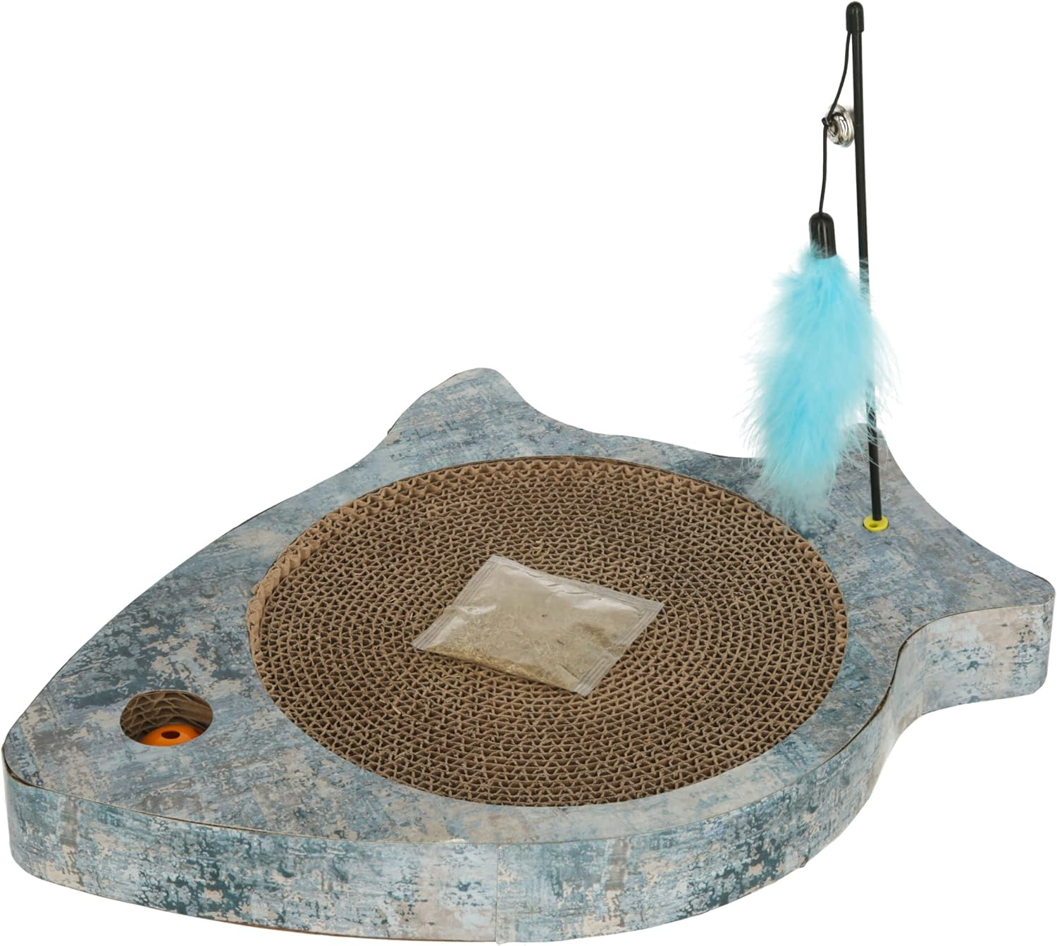 Kerbl 80993 Cat Scratching Board Marie Cats Play Ball Bell Feathers Catnip Bag