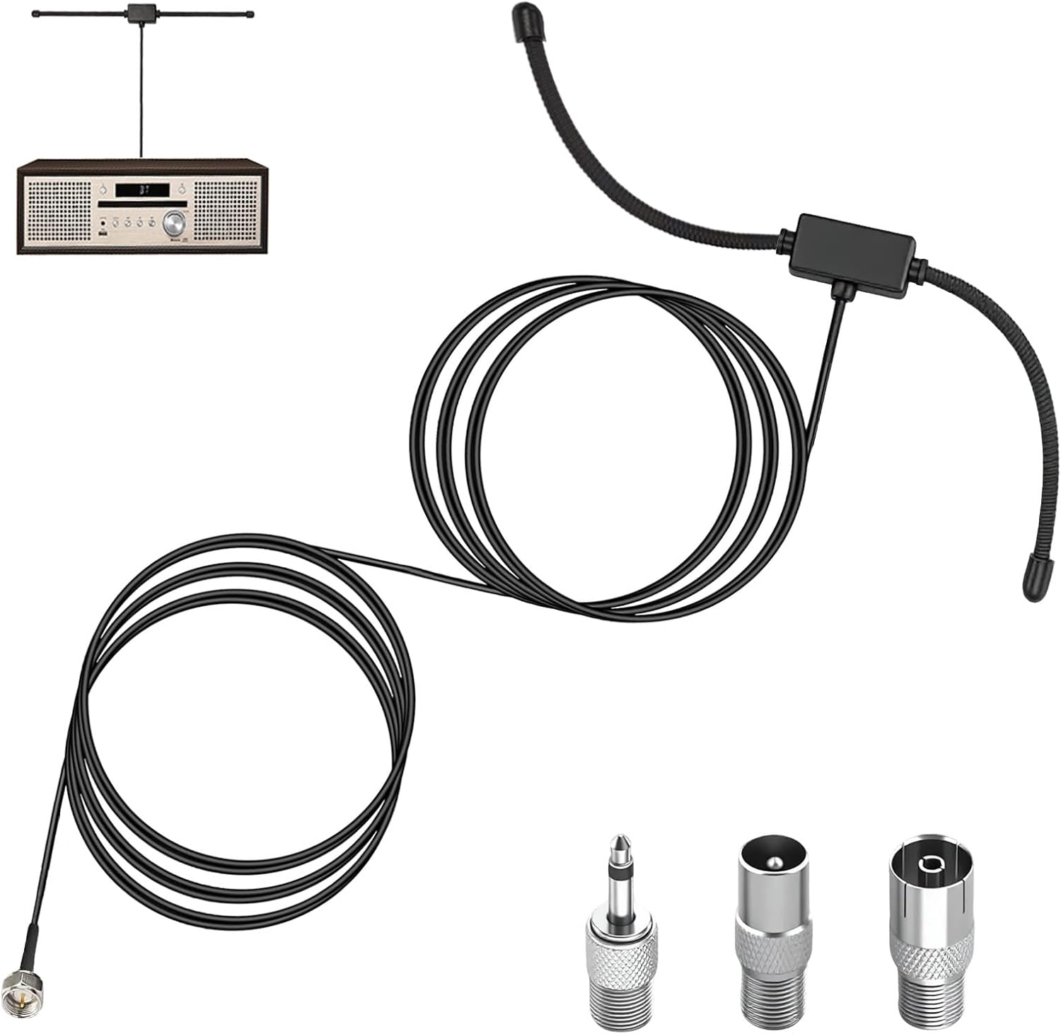 HQXHQ DAB FM Radio Antenna - FM Dipole with 3M Extension Cable for Pioneer, Yamaha, Marantz Works with Portable Radio Tuner, Stereo/Av/Hifi Receiver, Amplifier, Home Theater & Bose Wave Music System image number 6