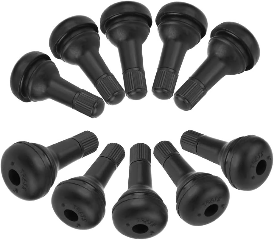 Pack of 10 Rubber Valves, TR415, Black Car Valve, Wheel Snap-In Tyre Valve Core Valve image number 1