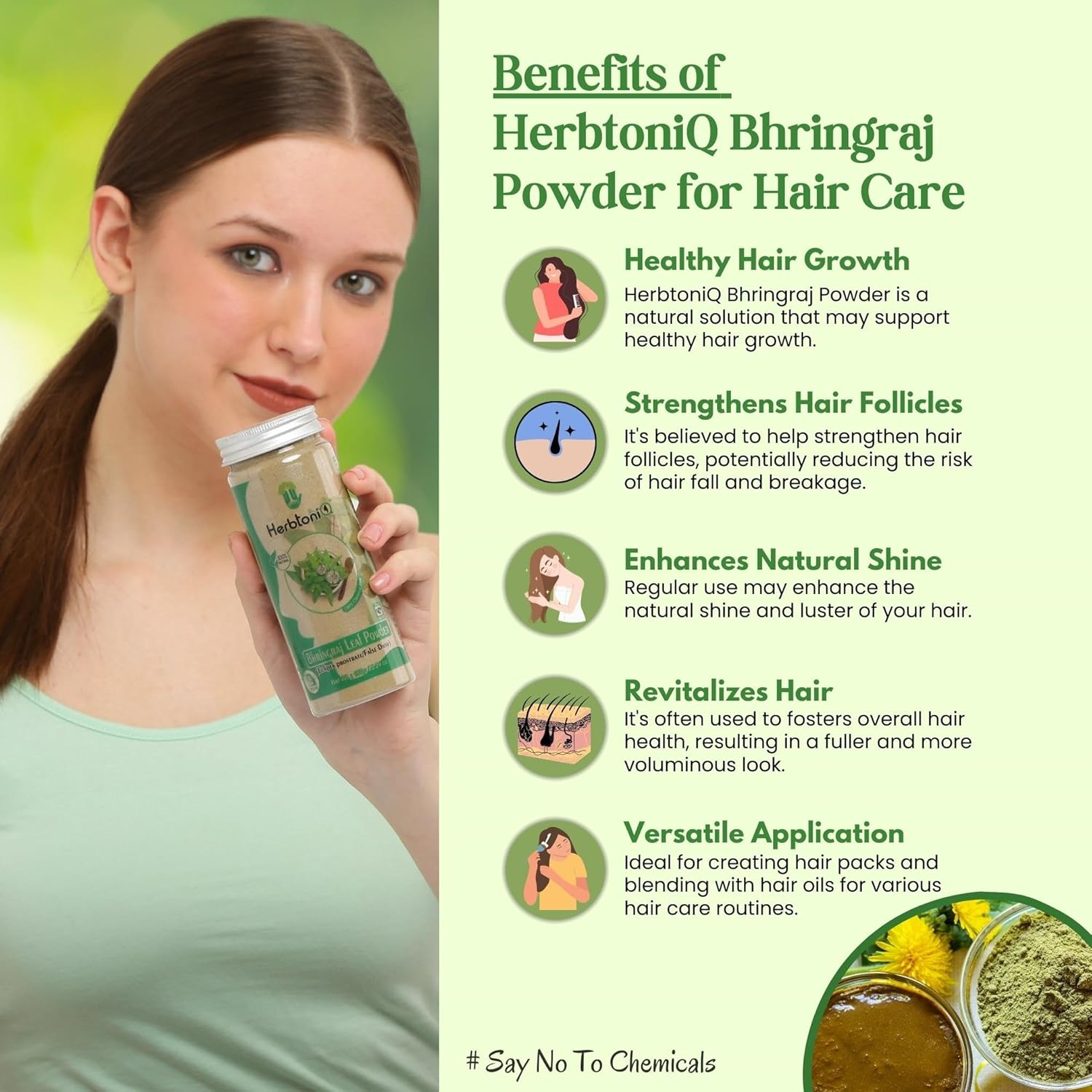 Herbtoniq 100% Natural Shikakai Fruit Powder (Acacia Concinna) 125G and Bhringraj Leaf Powder (Eclipta Prostrate/False Daisy) 150G for Hair Pack