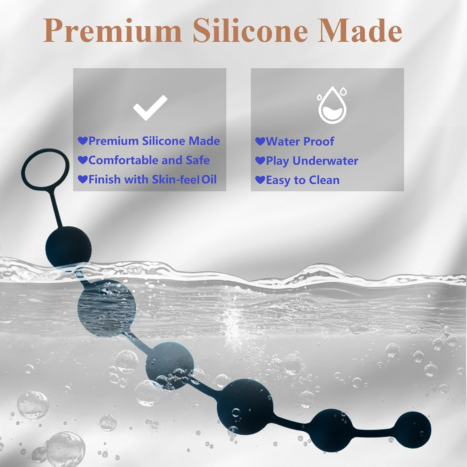 6 Silicone Anal Beads for Anal Sex 14 Inches Butt Plugs with Progressive Design, Anal Sex Toys for Man/Women Beginners and Pro Players Prostate Massager (Classic Version) image number 5