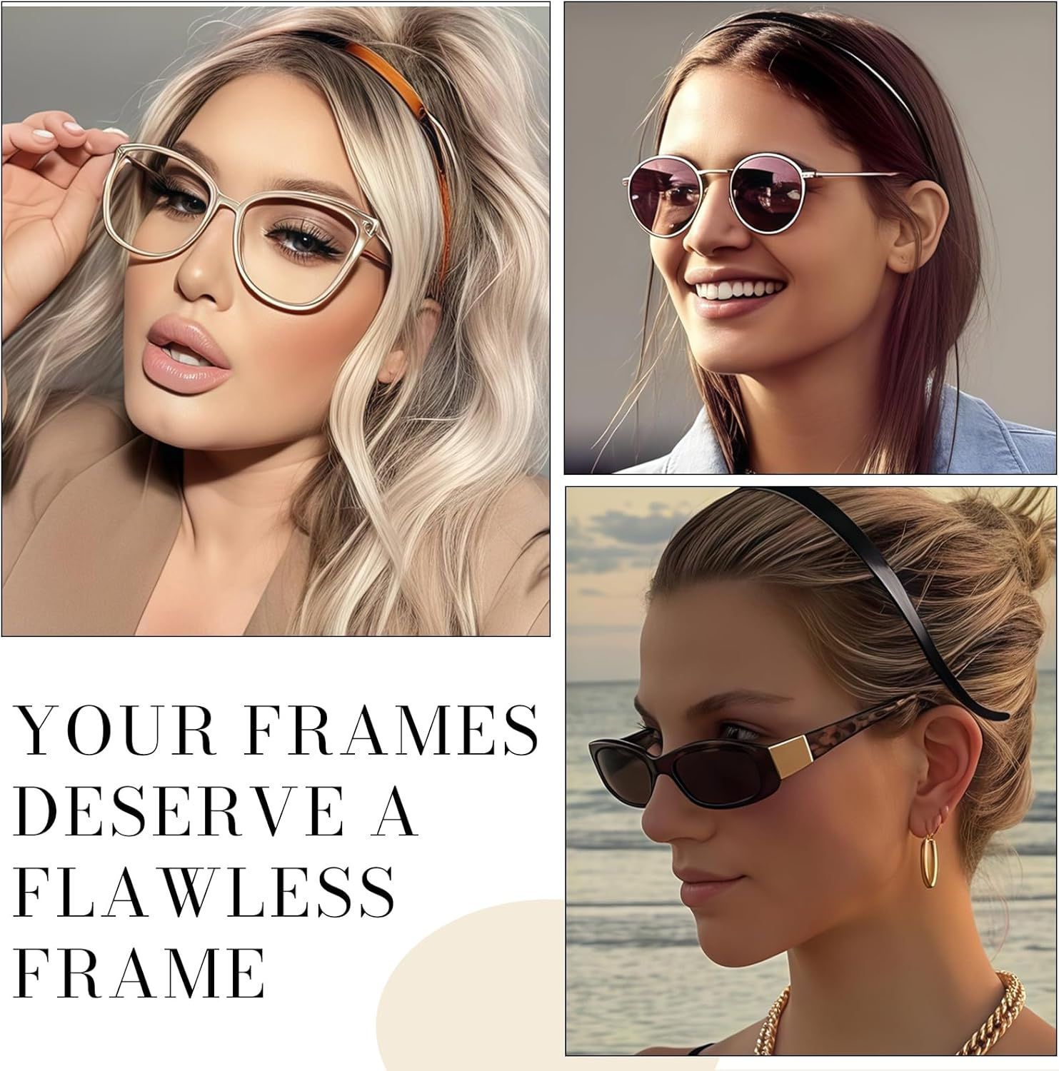 Flexible Hair Bands for Glasses Wearers, Thin Plastic Hair Headband Combs with Teeth, Pressure-Free Non-Slip Comfortable Hair Bands for Women, Pack of 4 image number 2