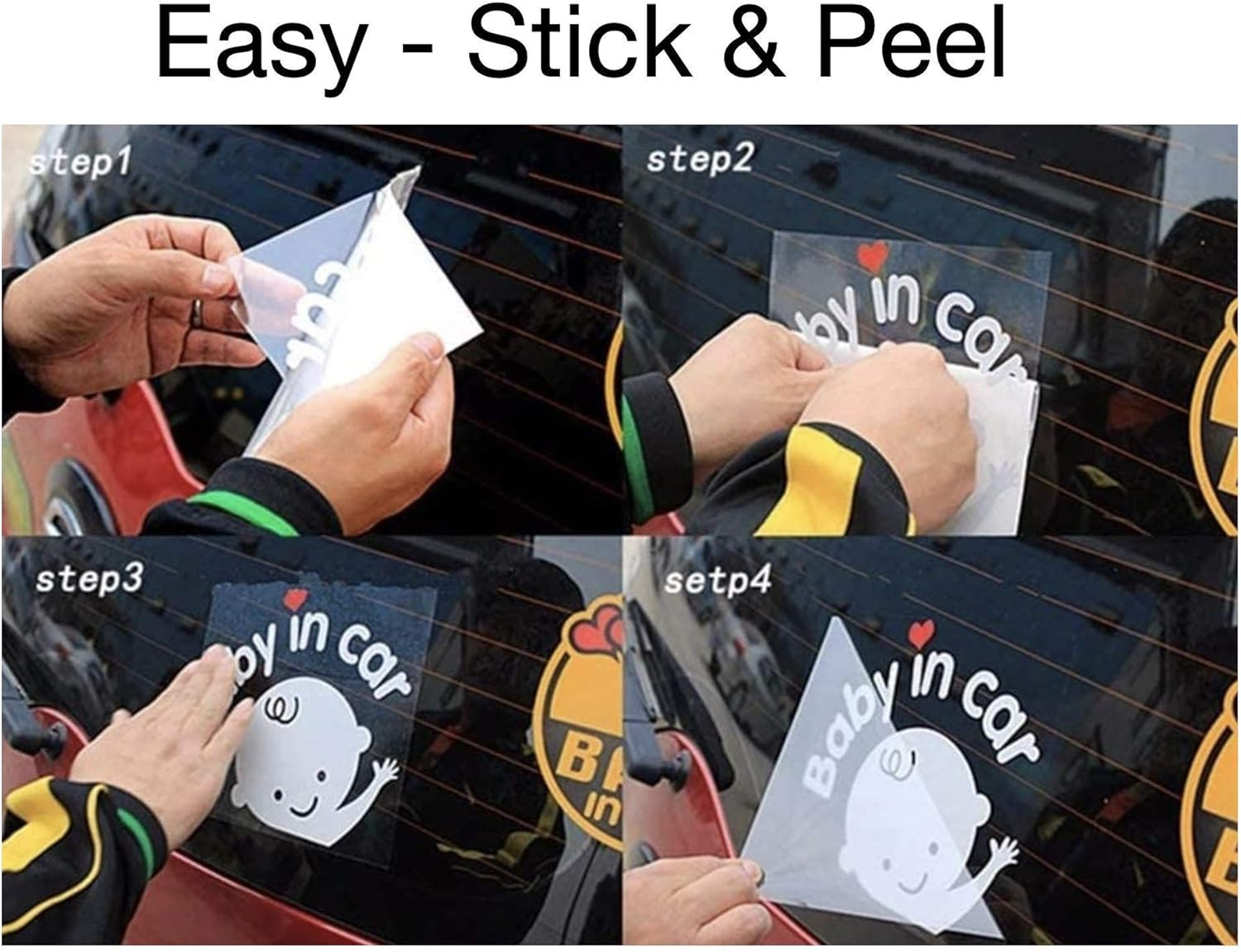 CM Wealth 2Packs - Baby in Car Sticker Decal Baby on Board Sign for Car Safety Sign Cute Baby in Car Waving Sticker (Boy+Girl) image number 5