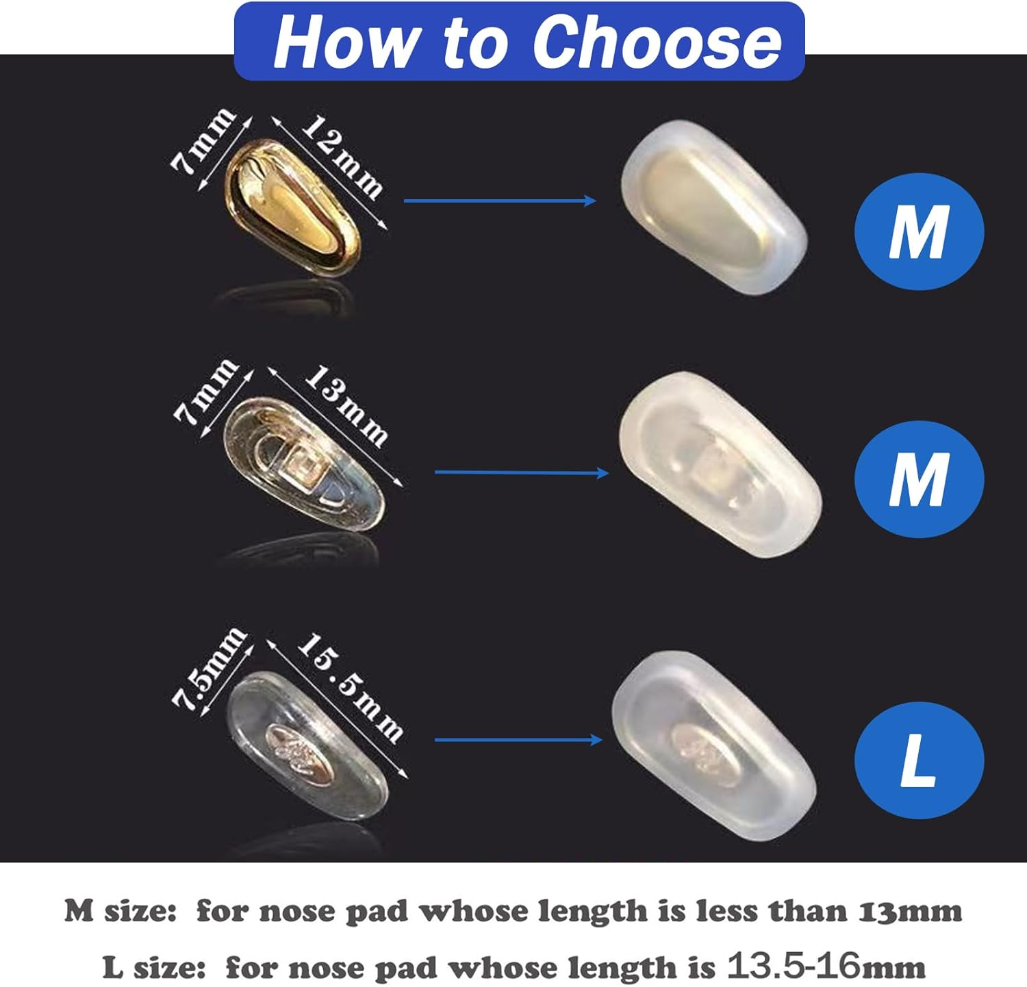 OPUGIT Eyeglass Nose Pad Covers, Slip-On Silicone Nose Pad for Glasses, Soft Eyeglass Repair Kit with Nose Piece Pads, Anti-Slip Eyewear Protective Covers Nose Bridge Pads(White,5 Pairs) - Black image number 3