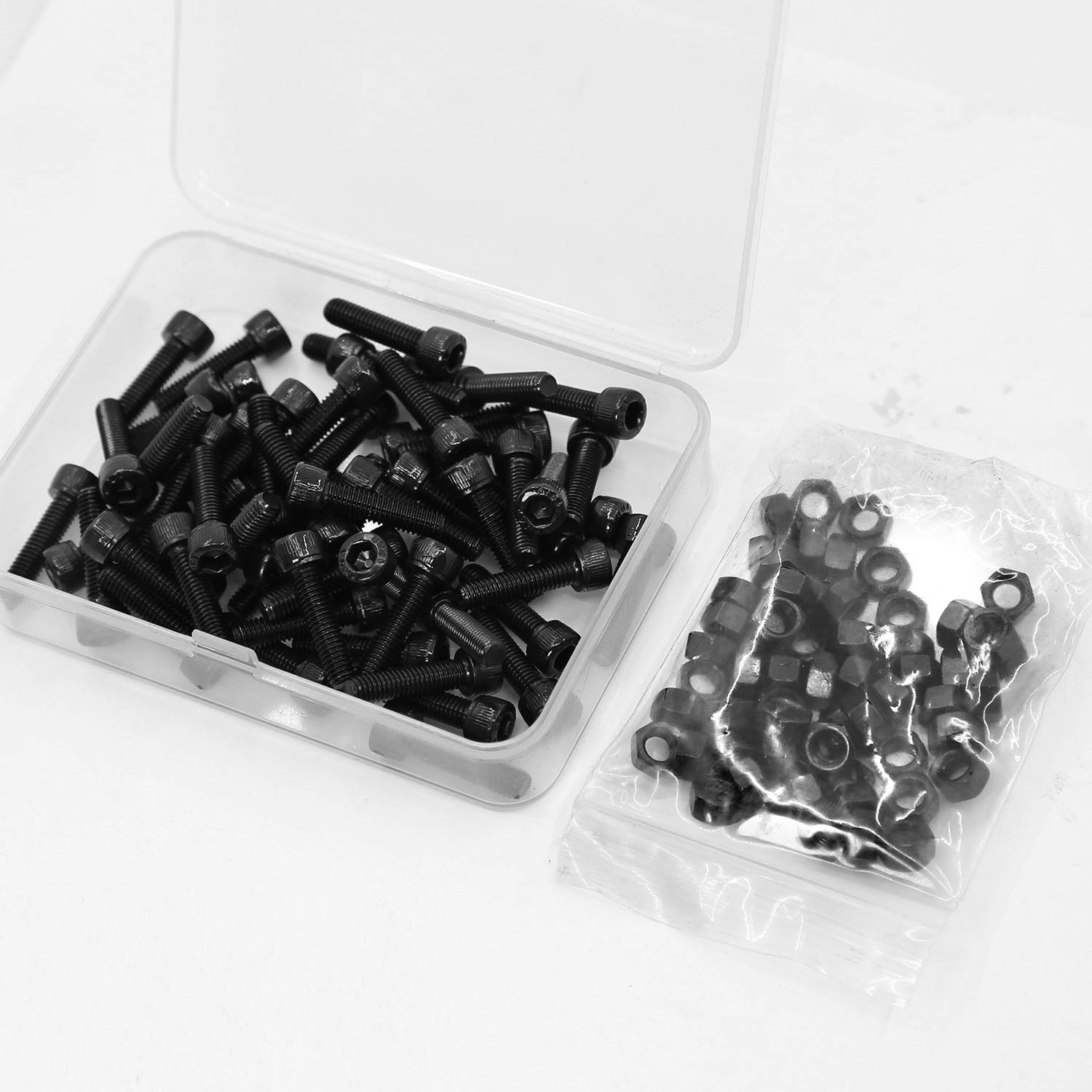 (50 Sets) M5 X 10Mm Bolts and Nuts Set Socket Head Cap Screws 12.9 Grade Alloy Steel Black Full Thread image number 5