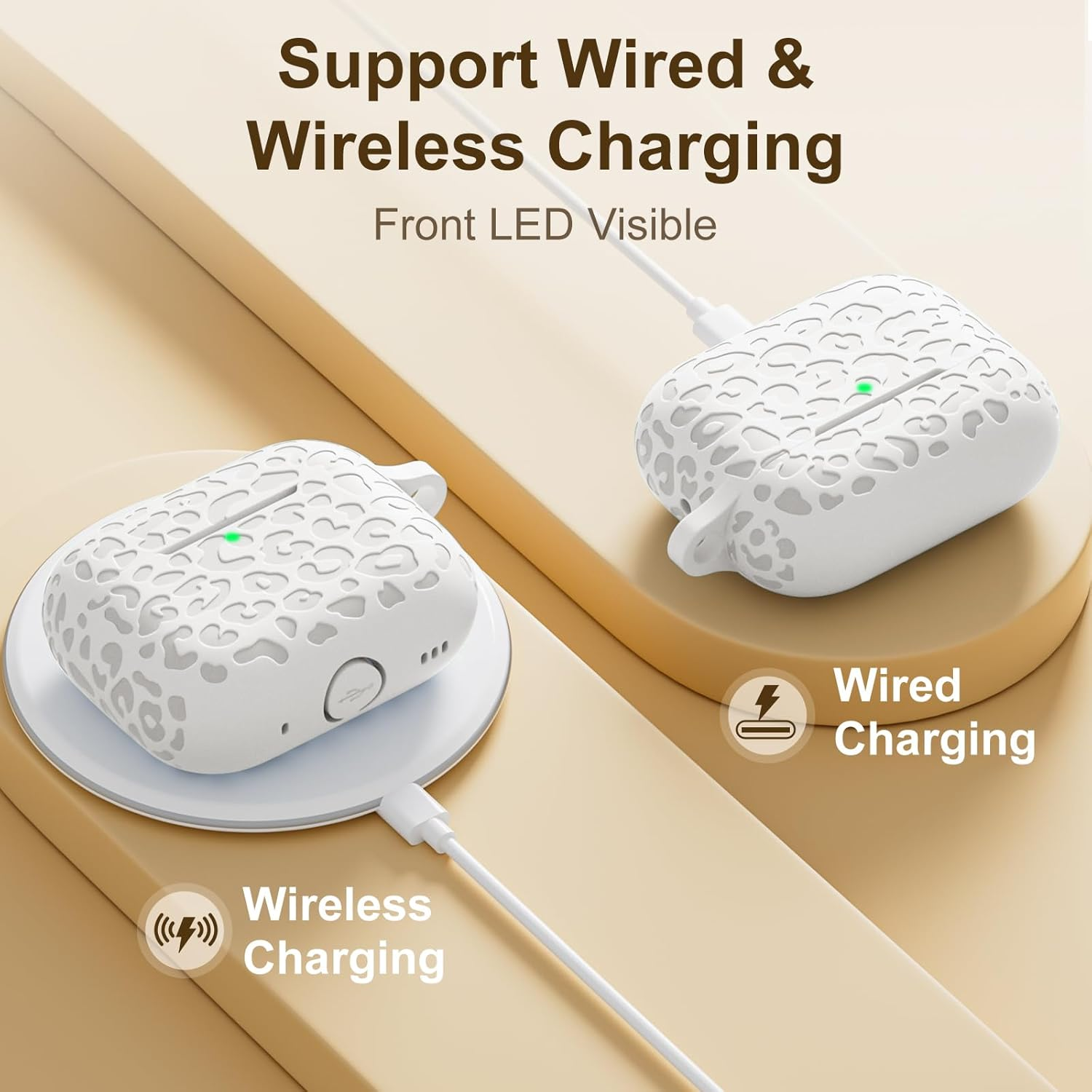 WJK Leopard Engraved Case Compatible with Apple Airpods Pro Case 2Nd 1St Generation Case Cover/Airpods Pro Case, Soft Silicone Skin Full Protective Cover for Airpods Pro 2 Case, Starlight image number 3