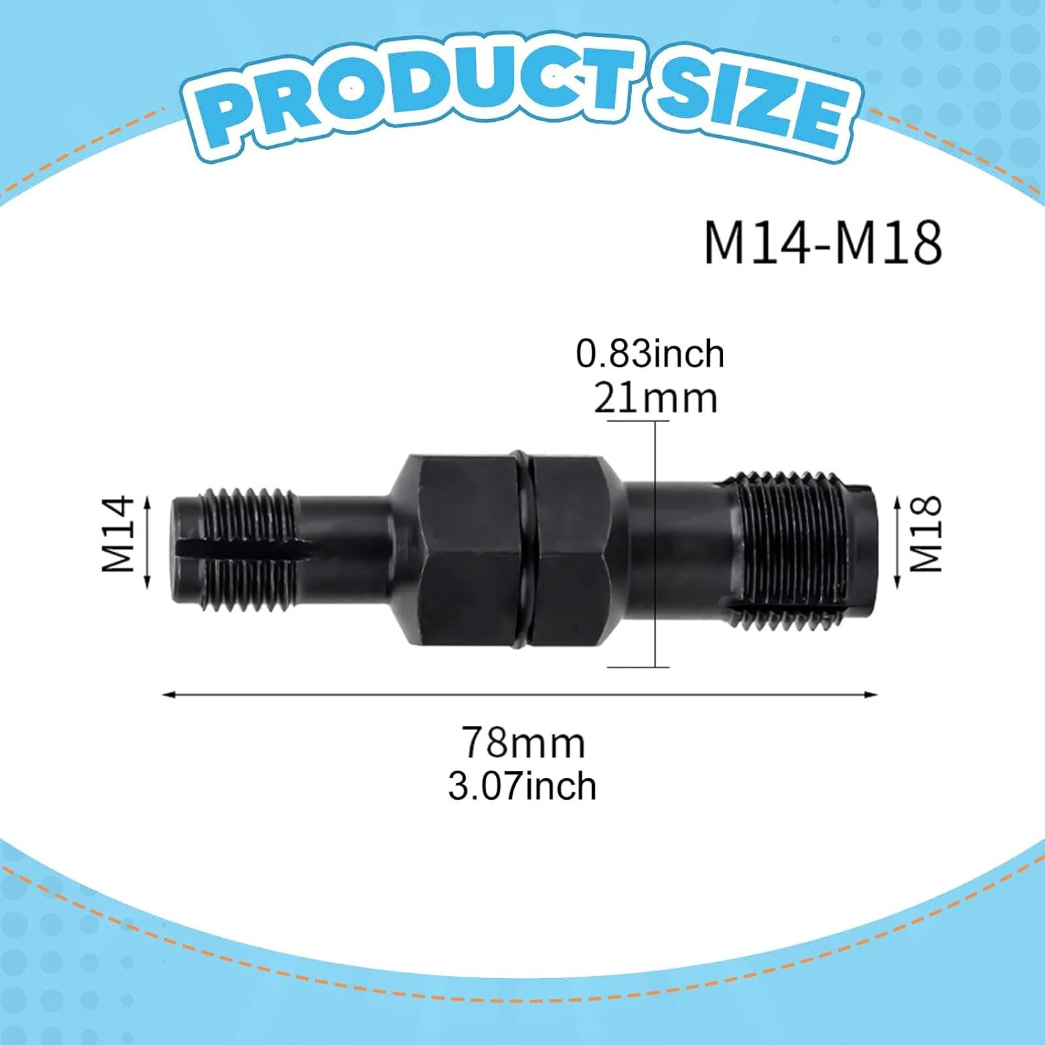 Mqetly Spark Plug Hole Thread Chaser Steel Heavy Duty Portable Professional Repair Tools, 14Mm To18Mm image number 2