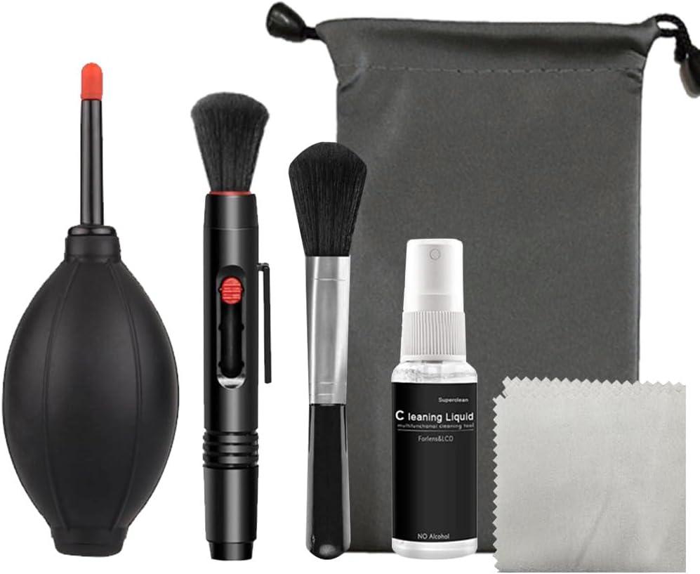 Kasinshooting 6 in 1 Dust Swiping Air Blower Brush Pen Cloth Cleaning Kit for Digital Video Camera Computer Phone Screen Lens image number 1