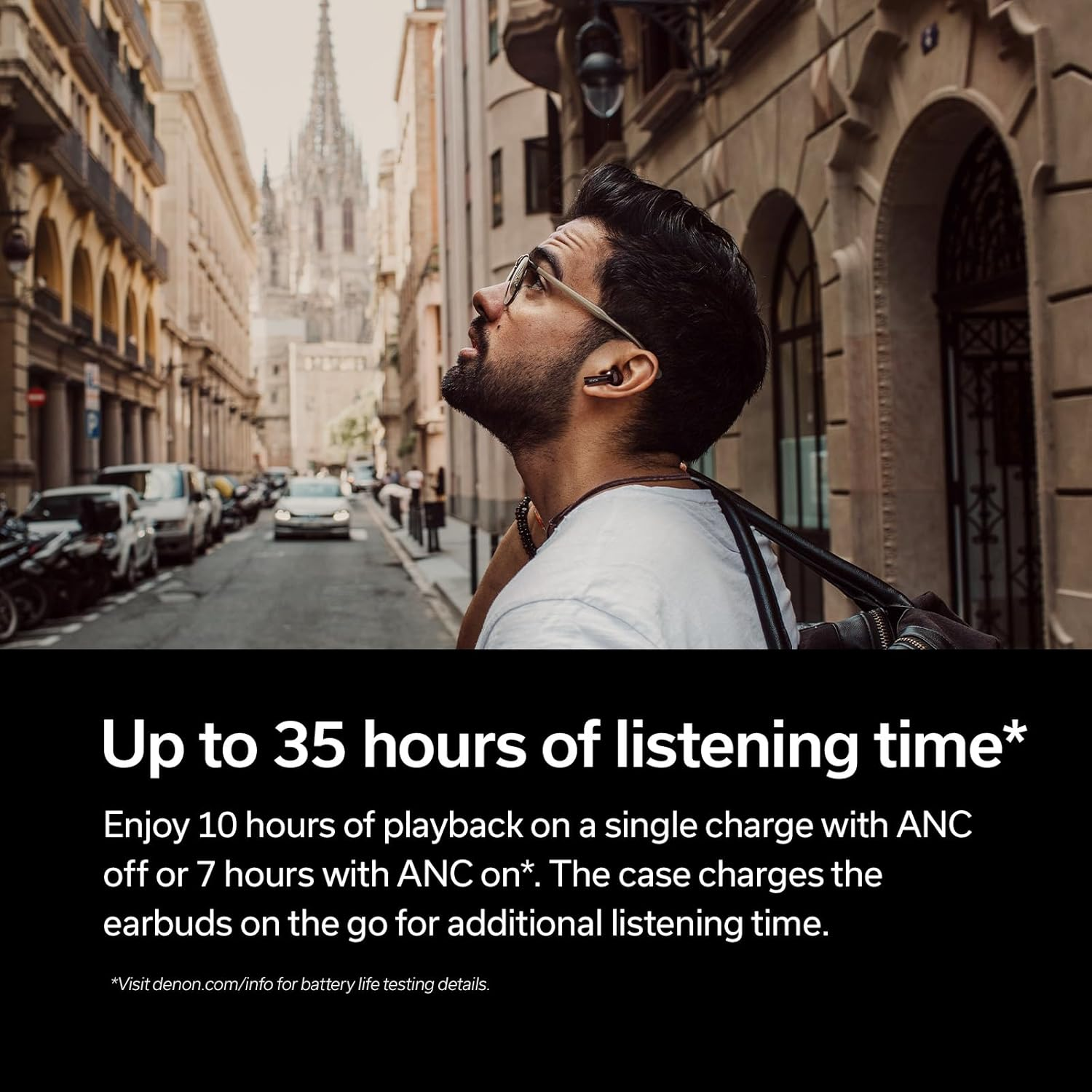 Denon AH-C840NCW True Wireless Earbuds, Bluetooth 5.3, Adaptive Hybrid Noise Cancelling, IPX4 Water Resistant, White image number 3