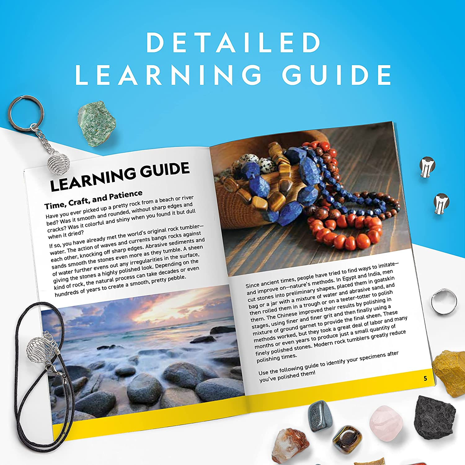 National Geographic Rock Tumbler Refill Kit - 2.26 Kg Mix of Rocks & Rough Gemstones for Tumbling, Rock Tumbler Supplies, Grit and Polish Refill image number 1