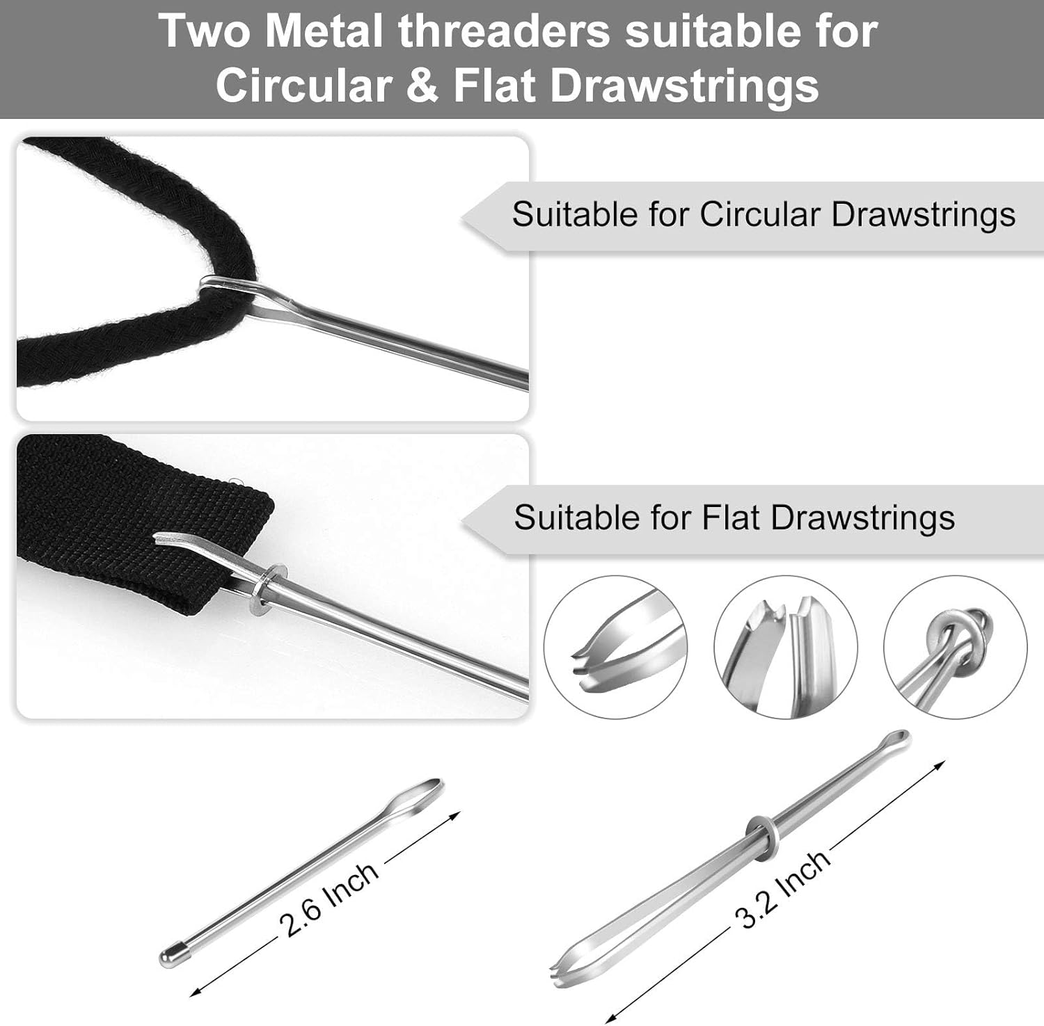 Drawstring Replacement Kit 12 Cords + 10 Locks + 3 Threaders | 57 Inch Elastic Drawstring Cord for Sweatpants, Drawstrings Replacement Draw Strings for Hoodies, Sweatpants, Shorts, Pants image number 4