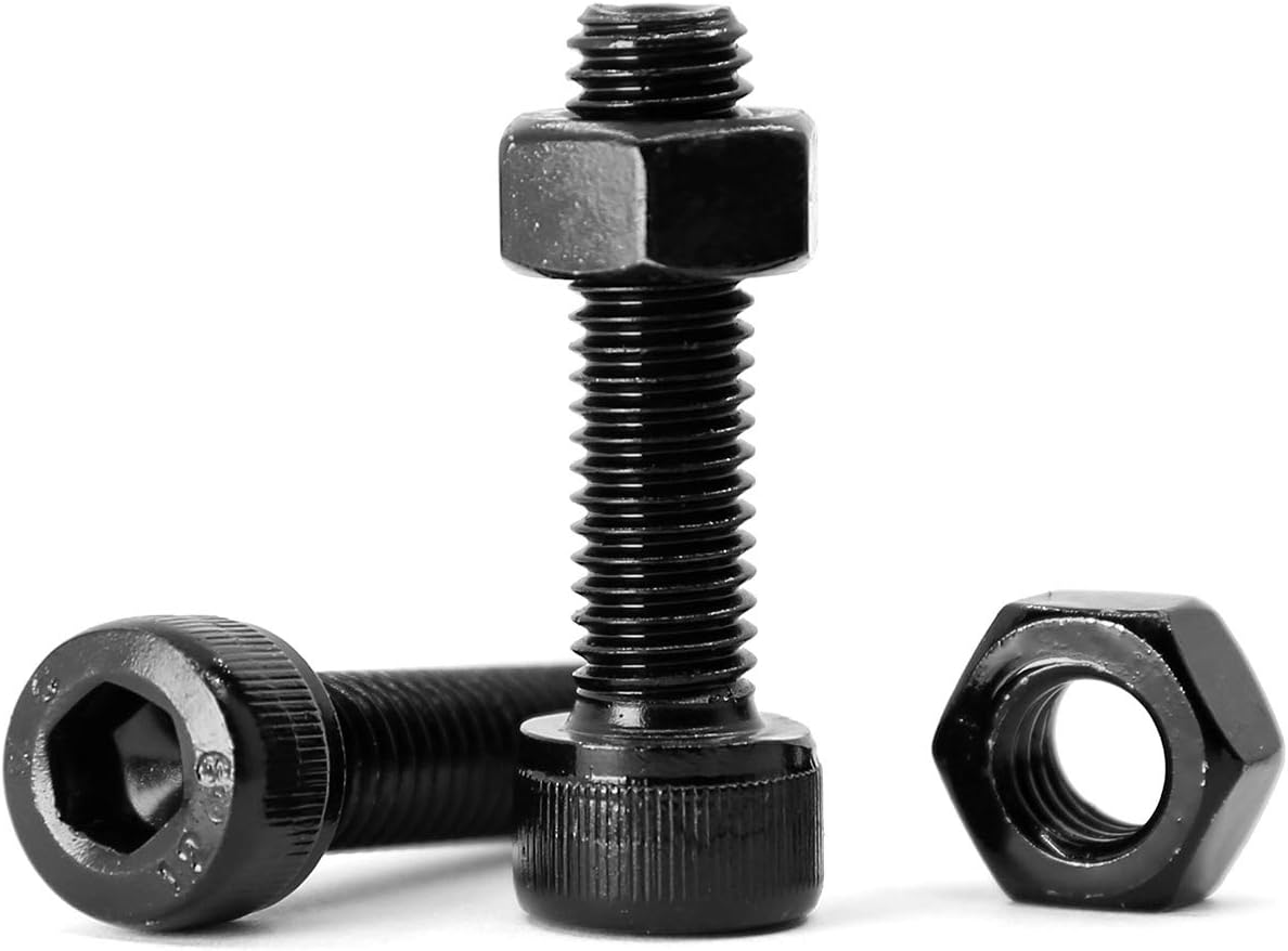 (15 Sets) M8 X 30Mm Bolts and Nuts Set Socket Head Cap Screws 12.9 Grade Alloy Steel Black Full Thread