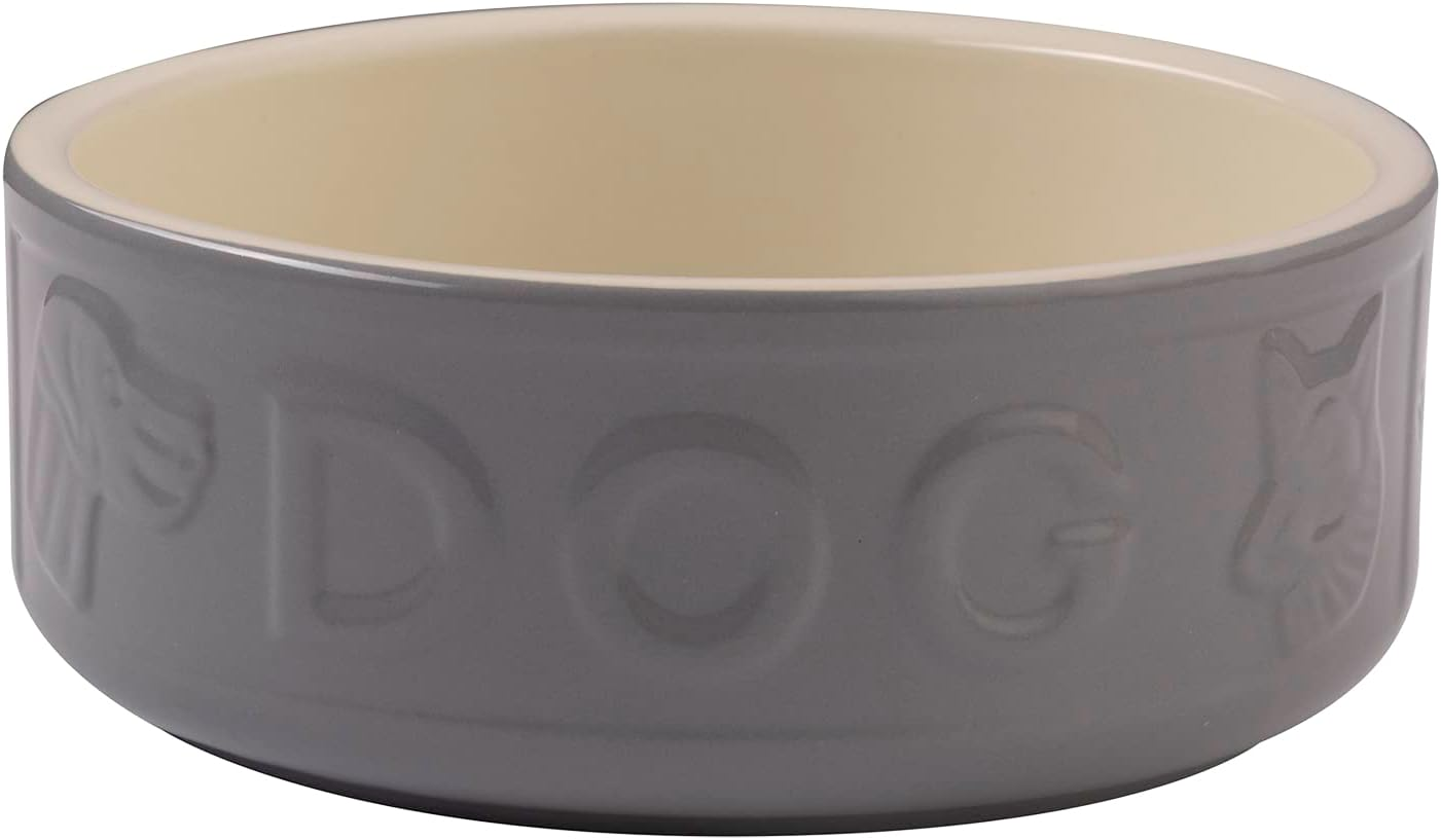 Mason Cash Grey Lettered Dog Bowl 15 Cm