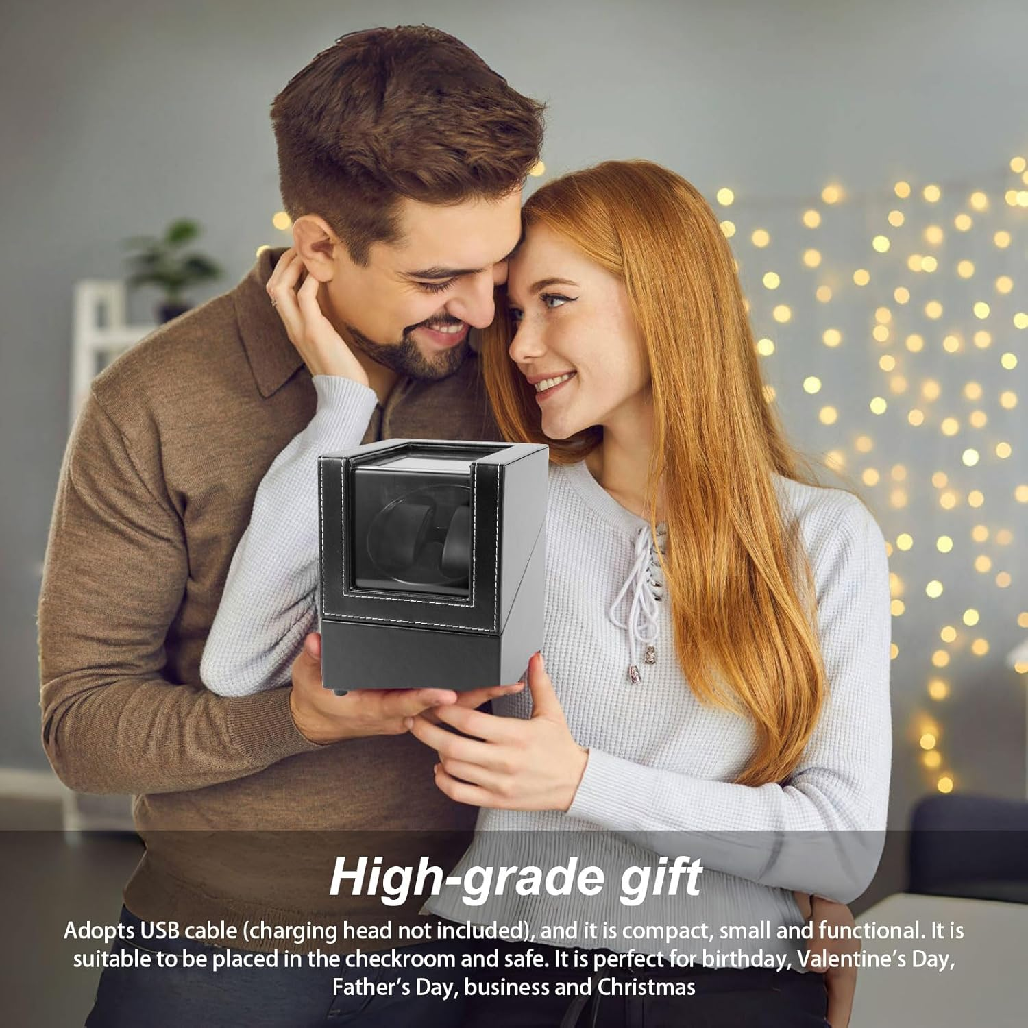 MFAUCAZB Watch Winder for Automatic Watches, Single Watch Winder Box with Two Rotation Modes, Super Quiet Motor, Leather Watch Turner Watch Shaker for Men (Black) image number 1