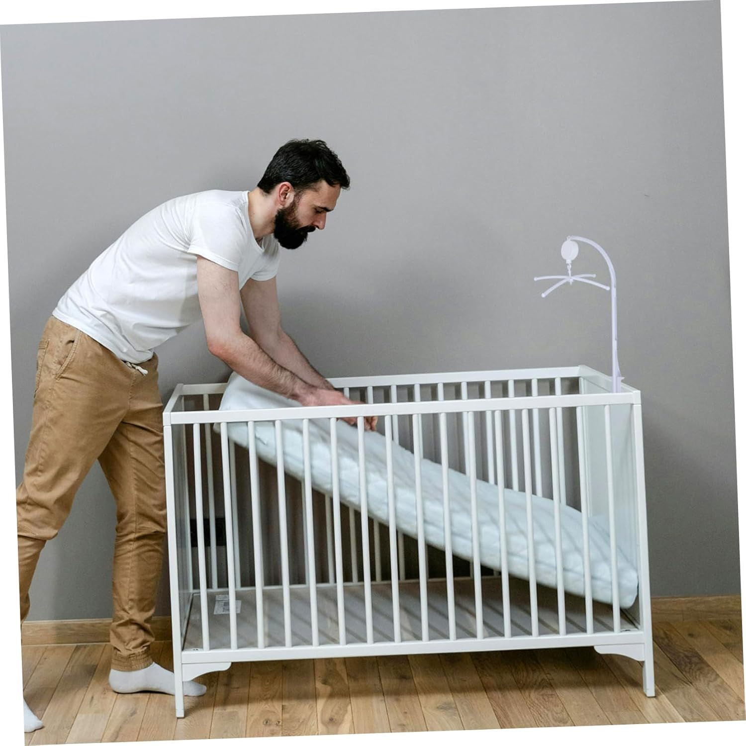 Adjustable Mobile Stand for Crib Multi-Functional Arm with Bottom Clamp Compatible with Various Crib Easy Setup for Diverse Mobiles and Sensory Experiences image number 6