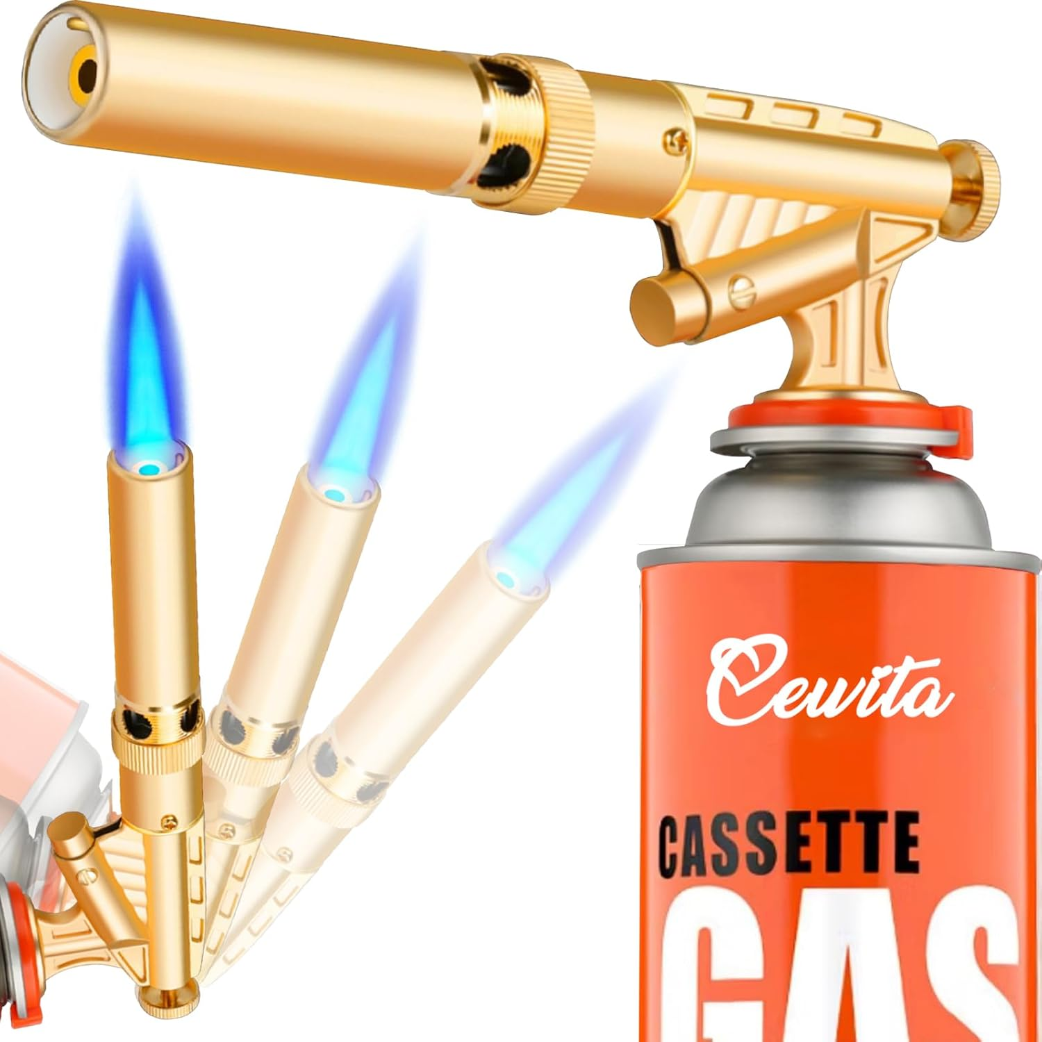 Butane Torch Kitchen Blow Lighter Gas Burner - Culinary Torches Chef Cooking Professional Adjustable Flame 360&deg; Reverse Use, for Creme, Brulee, BBQ, Camp, Baking Soldering Master (Butane Not Included) image number 2