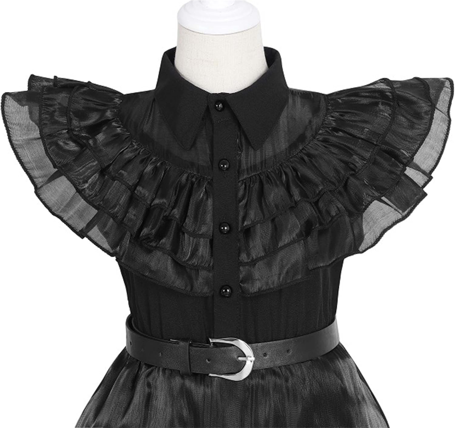 Black Addams Costume for Girl Family Dress up Halloween Outfits Costumes Cosplay Party Dress with Wig,Necklace