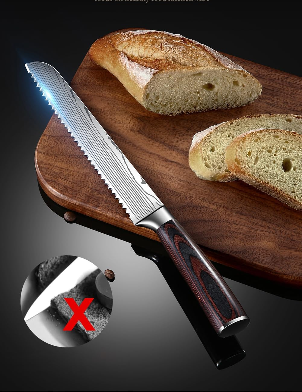 8 Inch Serrated Bread Knife High Carbon Stainless Steel Cake Cutter image number 1
