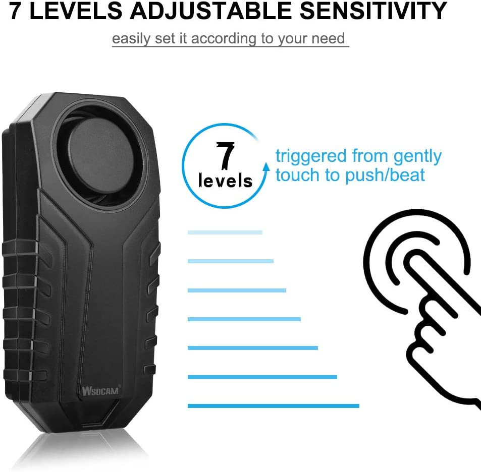 WSDCAM Bike Alarm with Remote 2 Pack, 113Db Wireless Anti-Theft Vibration Motorcycle Bicycle Alarm Vehicle Security Alarm System (Black)