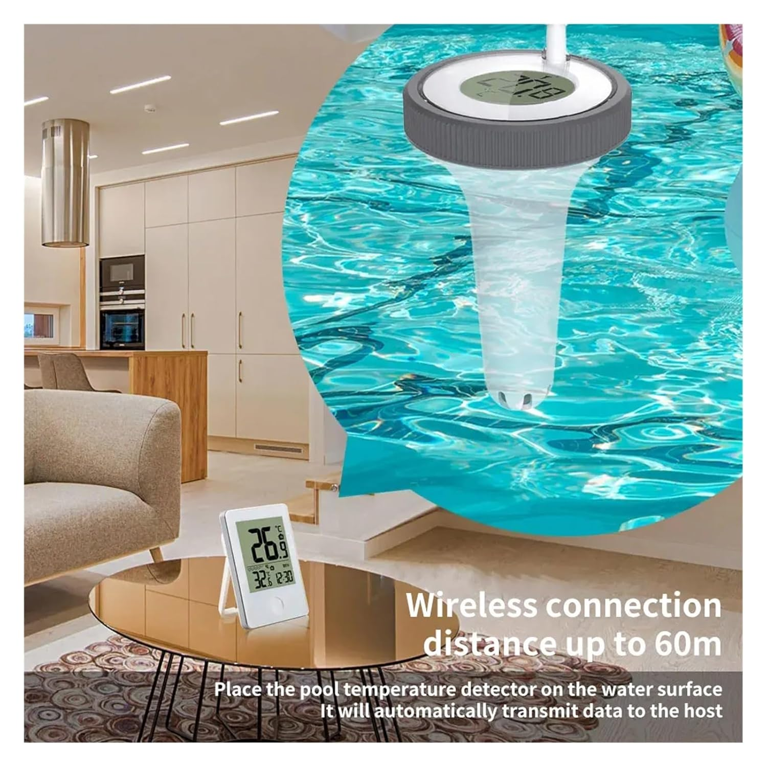 Digital Swimming Pool Thermometer Floating Outdoor Thermometers Used for Bathrooms Aquarium