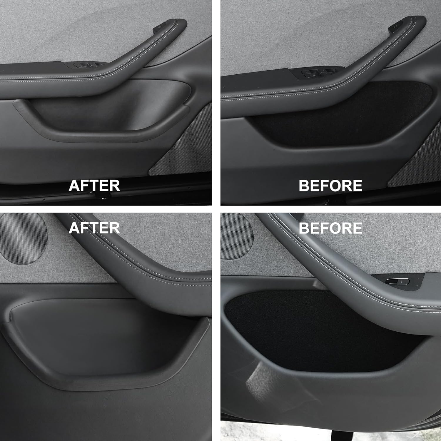 Door Side Storage Box Compatible with New Tesla Model 3 Highland 2024 2025 4 PCS Full-Cover Front and Rear Door Tray Organizer TPE Door Slot Tray Mats Interior Accessories