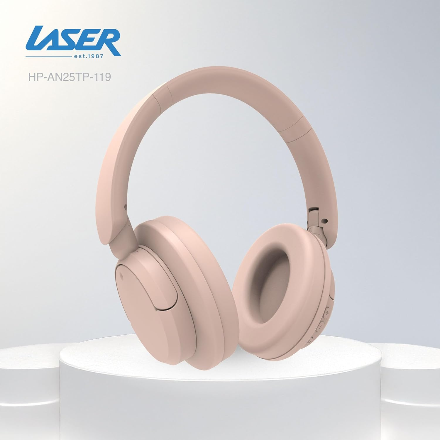 Laser Active Noise Cancelling Headphones, Bluetooth 5.3 Over-Ear Headset with Built-In Mic, 20H Battery, USB C Fast Charging, Foldable, Pink - Compatible with Phones, Laptops, and Tablets - Black image number 2