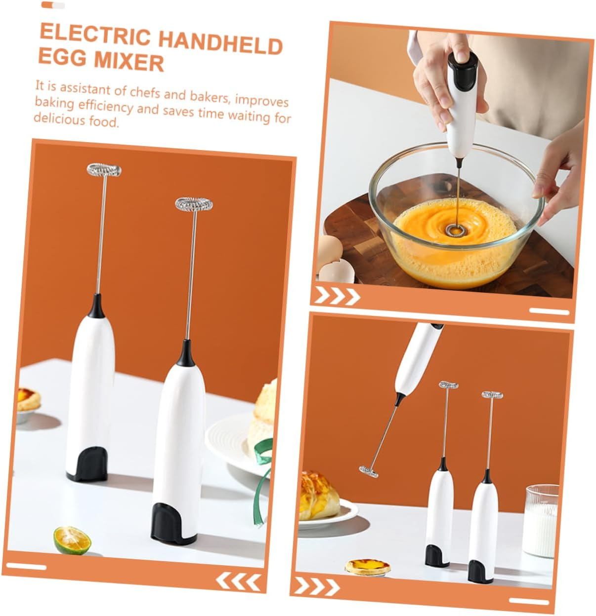 Sosoport Electric Handheld Egg Mixer and Mini Hand Whisk for Baking, White Portable Kitchen Frother Wand with One Beater, Small Milk Frother Suitable for Home and Restaurant Use, Battery Not Included image number 5