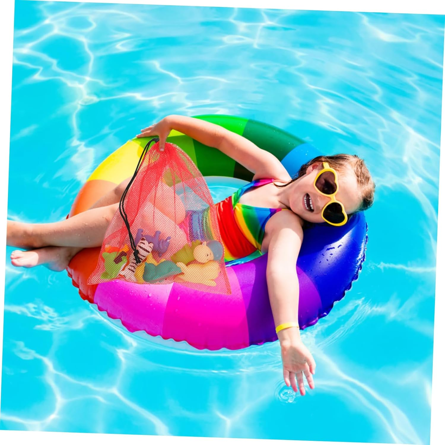 NIYANGLE 12Pcs Nylon Polyester Mesh Drawstring Bags Laundry Storage Sacks for Sports Equipment Travel Beach Swimming Gear with Multi-Color Set image number 2