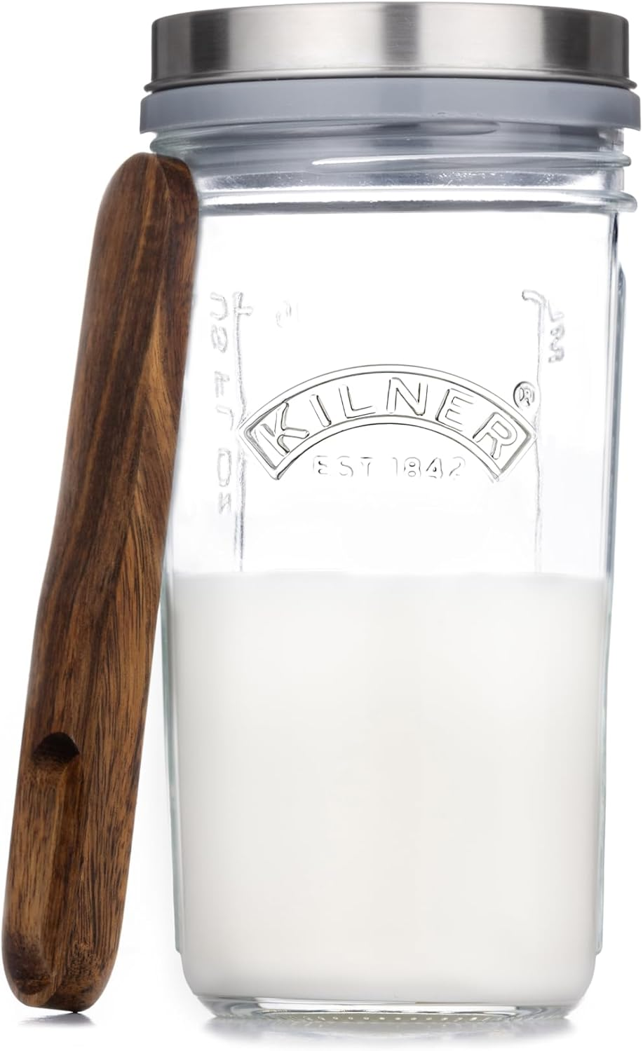 Kilner Glass Kefir Jar Set, 500Ml with Silicone Strainer Cap, Beechwood Measuring Spoon and Stainless Steel Lid - 0025.084 image number 5