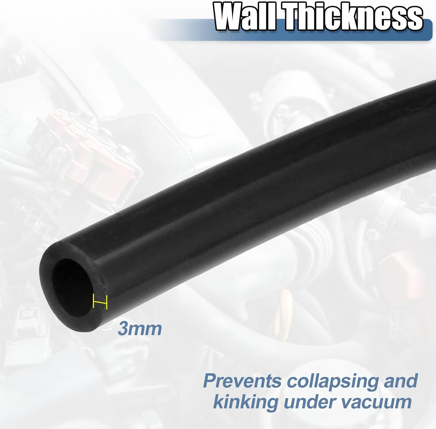 X AUTOHAUX 1 Set Silicone Vacuum Tubing Hose 300Cm 9Mm ID Engine Automotive Vacuum Silicone Hose Line Black image number 1