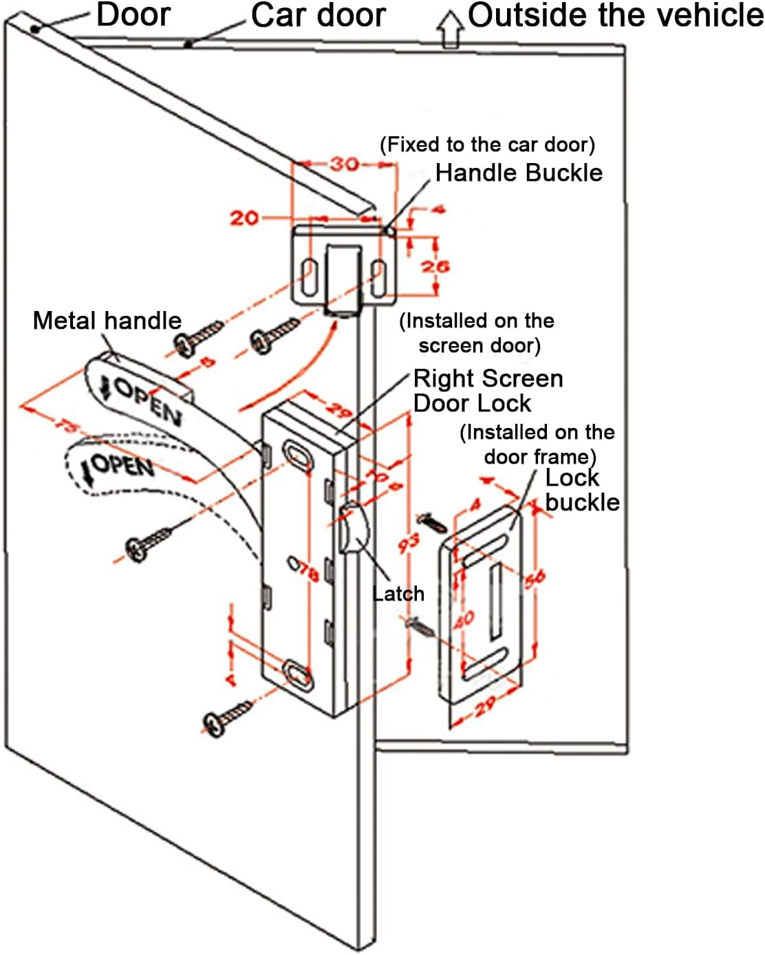 RV Screen Door Latch (Right Hand),Window Zinc Alloy Door Latch Handle Kit,Zinc Alloy Screen Door Handle Latch Replacement Kit for RV Camper,Motorhome,Travel Trailer image number 1