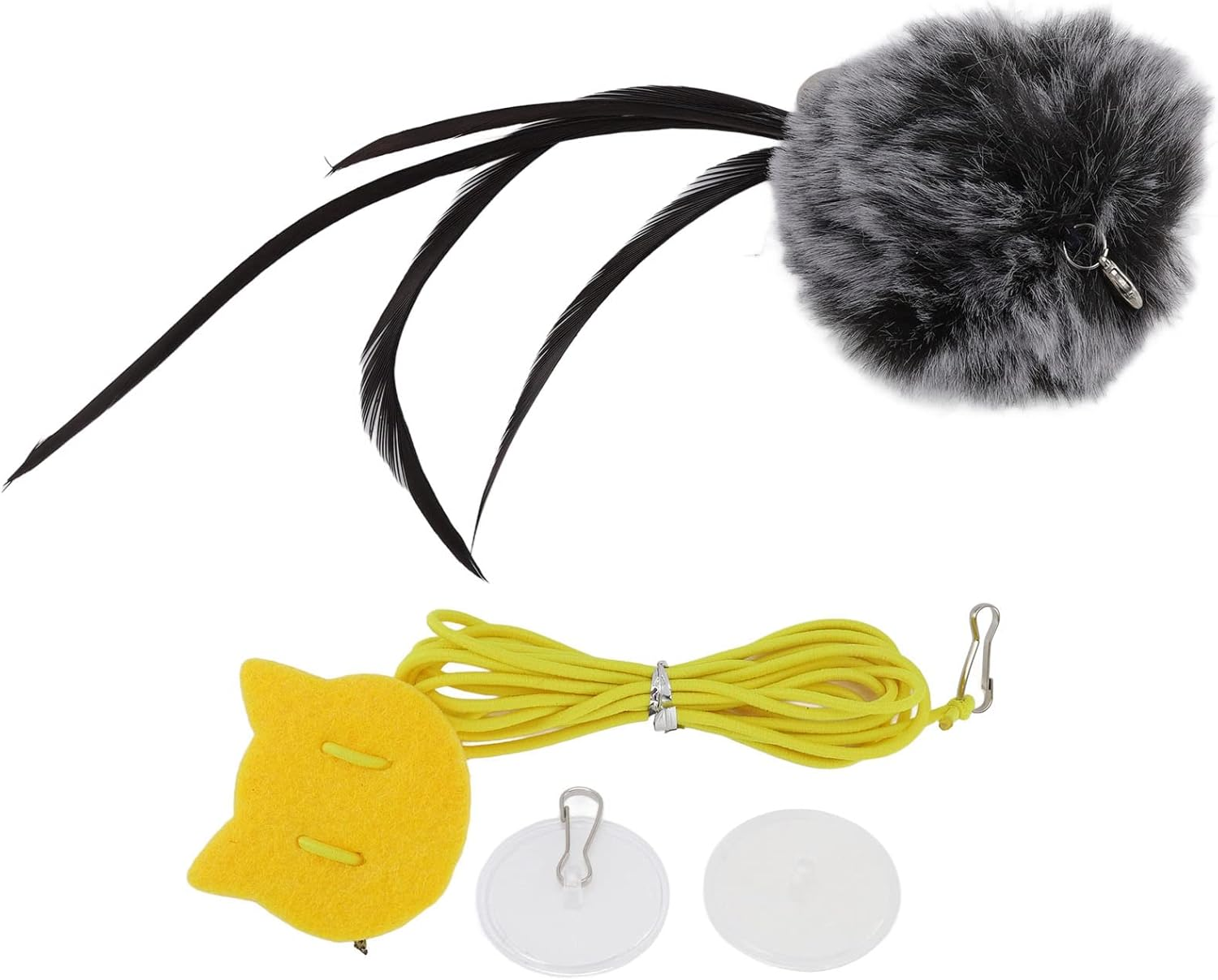 Door Hanging Cat Toy, Hanging Door Bouncing Cat Toy to Relieve Boredom and Stress, Elastic Rope (Funny Cat Rope and Grey Rabbit Fur Ball with Tail)