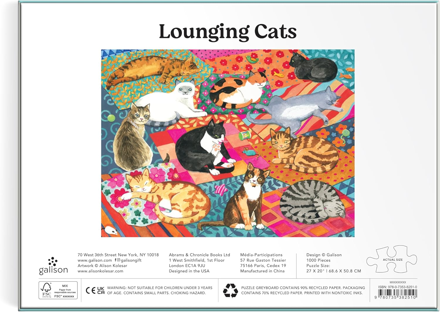 Galison 9780735382510 Lounging Cats Puzzle (1000-Pieces)