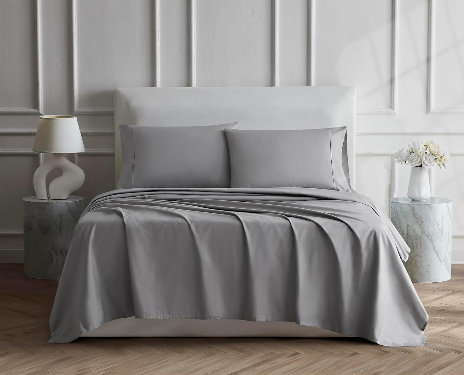 Linen Closet Ultimate Percale Dark Gray Queen Set Sheet 4 Piece Set image number 5