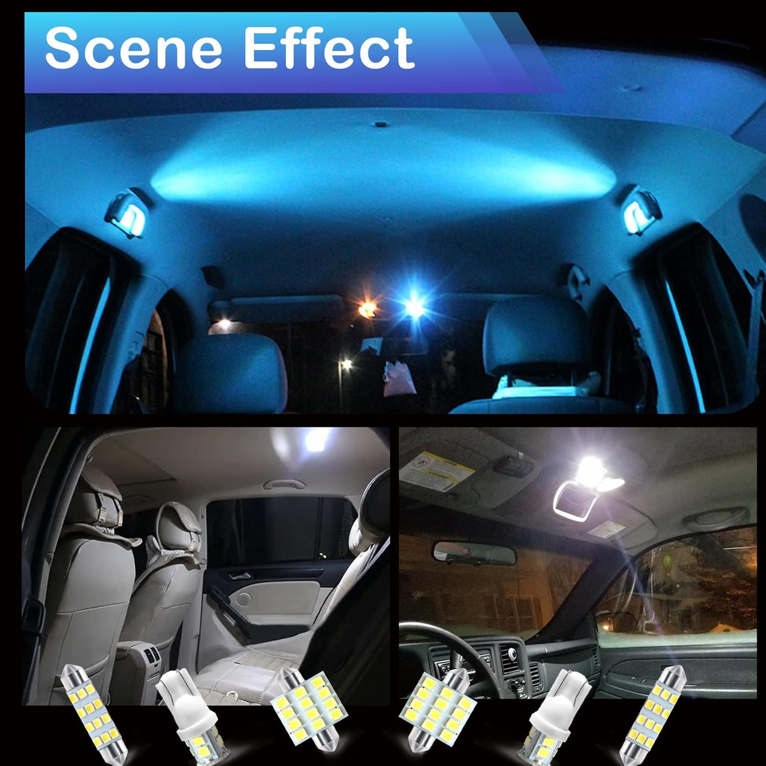 Stymart 24 PCS Interior Car Lights, Dome Light Car Bulb Kit Set T10 31Mm 41Mm LED Interior Replacement Bulbs for Car Interior Lights Dome Lights Plate Lights Map Lights Door Lights License