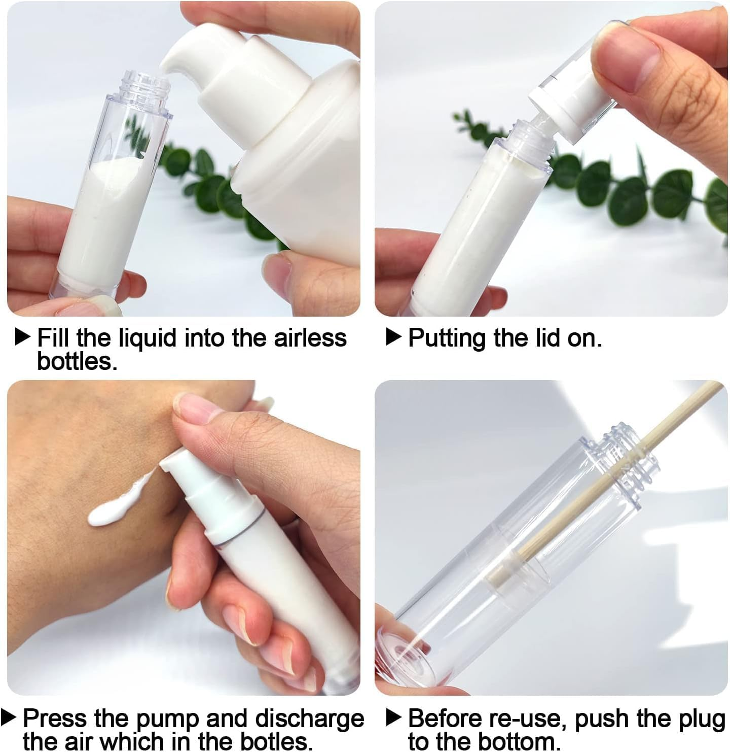 Clear Airless Lotion Pump Bottle Empty Cream Vacuum Lotion Bottle,8Pcs Empty Airless Pump Bottle Lotion Pump Bottle Vacuum Cosmetic Bottler Vacuum Press Lotion Pump Bottle,Airless Lotion Pump Bottle image number 4