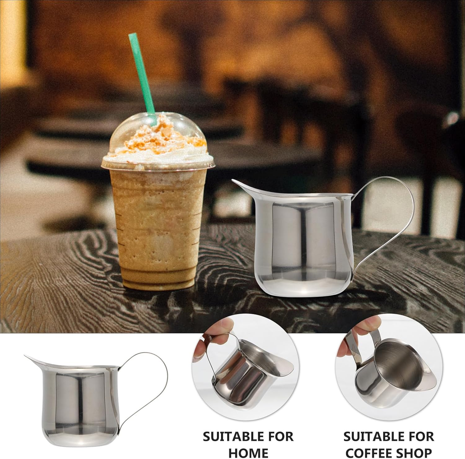 SAFIGLE Stainless Steel Milk Frothing Pitcher 50Ml 2Oz Coffee Garland Cup with Spout for Cafe Espresso Latte Art Milk Warmer Jug