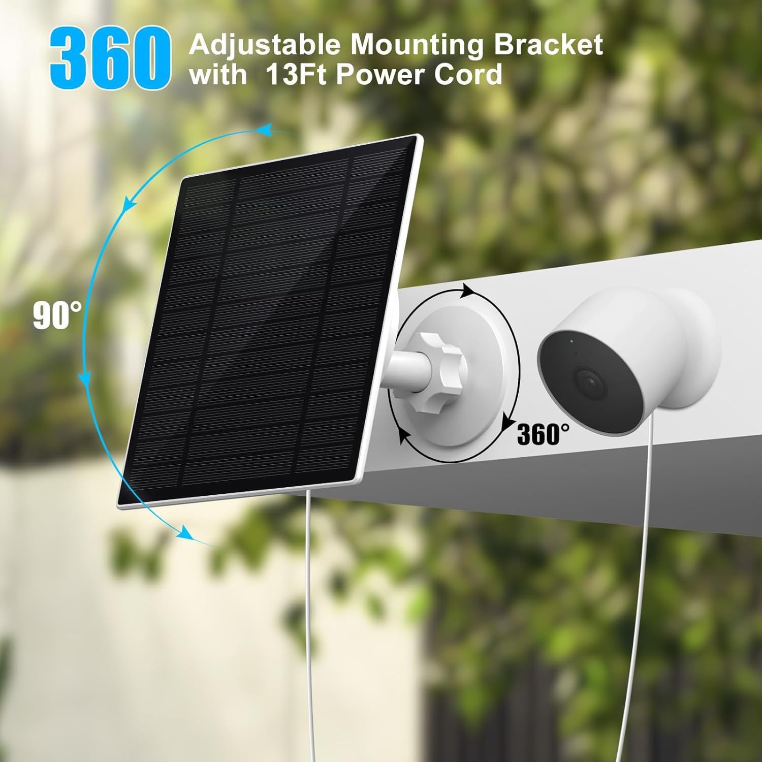 6W/5V Solar Panel with Built-In Voltage Regulator Pcb，Compatible with Google Nest Camera Outdoor&Indoor&2Nd Generation (Battery Version),Easy to Install,Ip66 Waterproof,13.2Ft Charging Cable image number 1