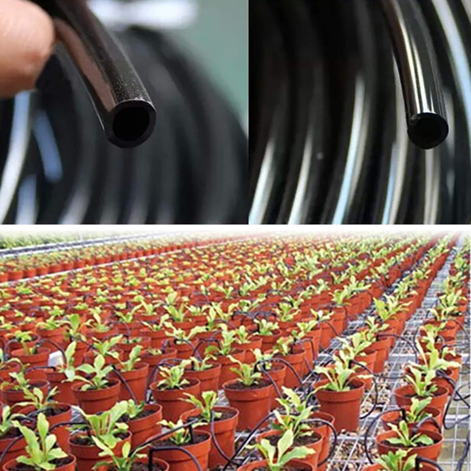98FT 1 4 Inch Drip Irrigation Tubing Garden Hose Watering Tube Line for Small System Flexible PVC Compatible with Barbed Fittings Easy Install Cut Sun Flower Bed Landscaped Areas image number 1