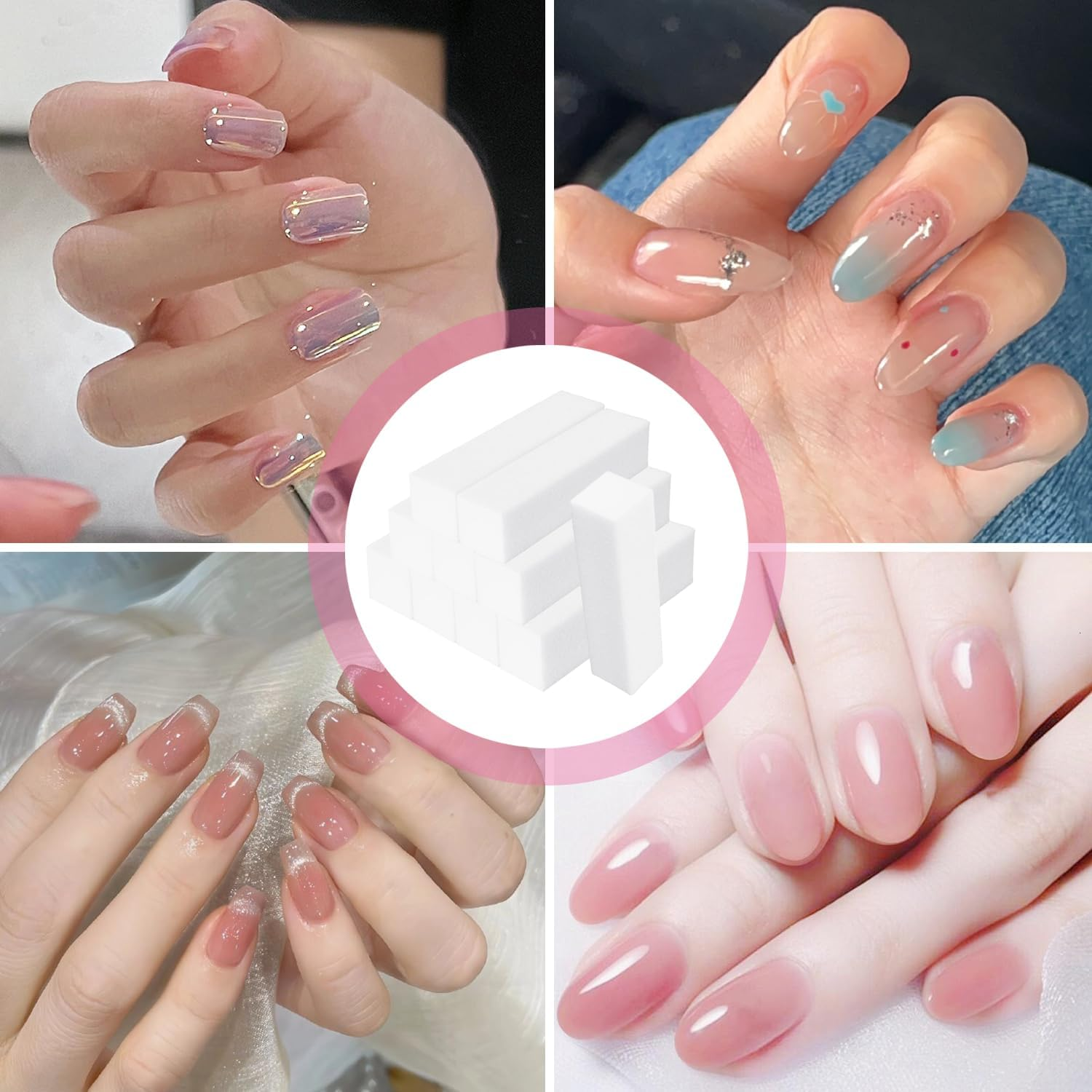 Icovalescent 10 Pieces Nail Buffer Block, Square Nail Buffer Sponge Buffer Professional for Home Beauty Salons Gel Nails (White) image number 2