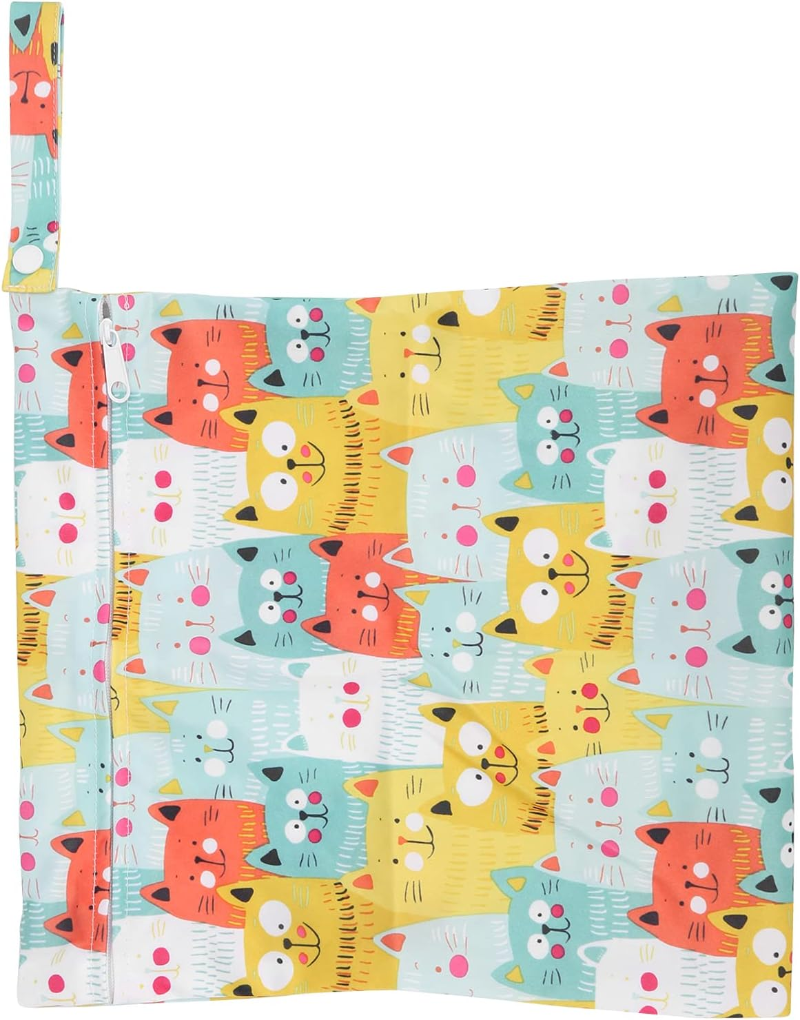 Cloth Diaper Bag, Organizer Bag Cartoon Pattern Single Zipper Double‑Layered Pockets Reusable with Handle Strap for Travel for Cosmetic Bag(Color Cat) image number 3