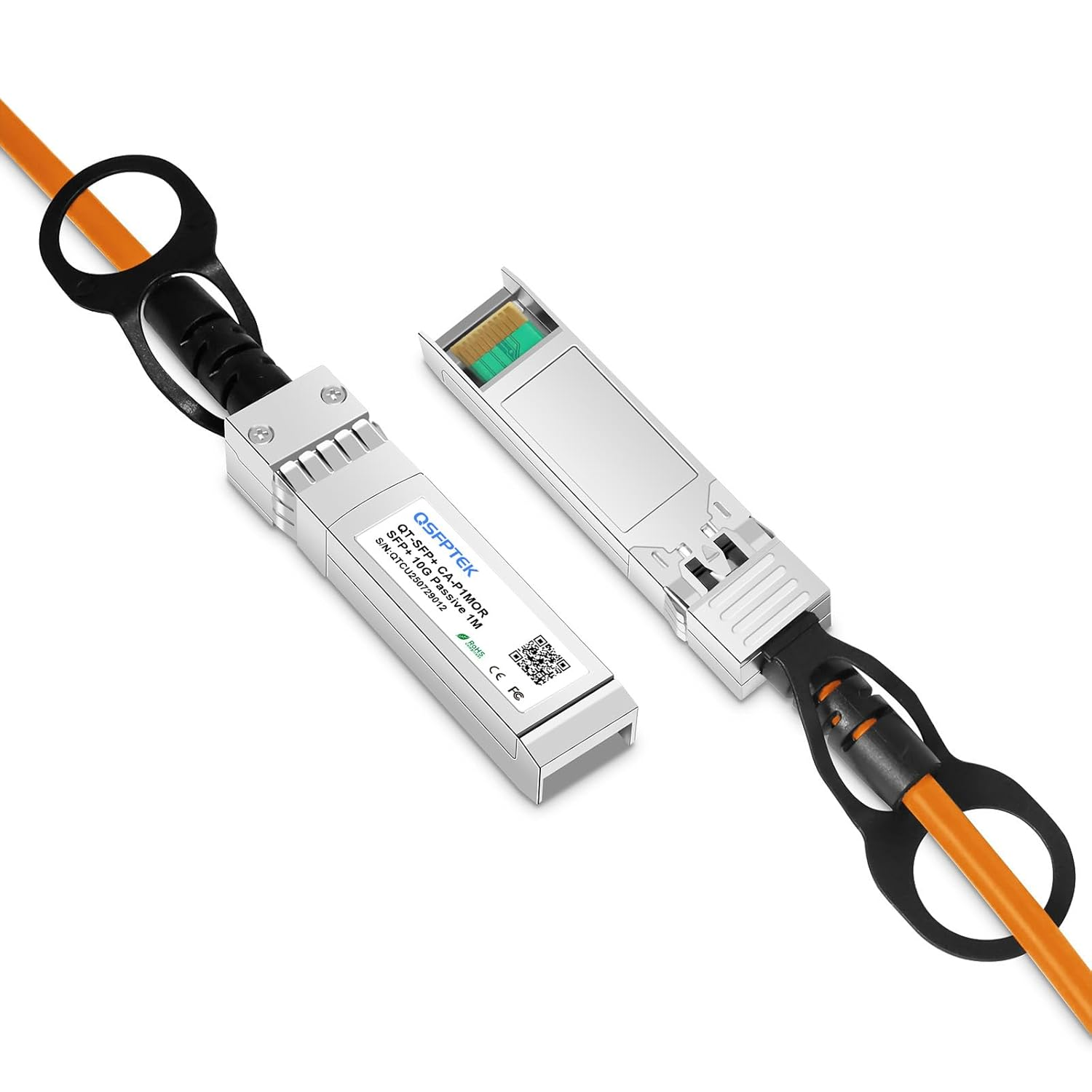 Orange 10G SFP+ DAC Cable, 1M (3Ft) Passive Direct Attach Copper Twinax Cable for Cisco SFP-H10GB-CU1M, Ubiquiti, D-Link, Netgear, Mikrotik, Open Switch Devices