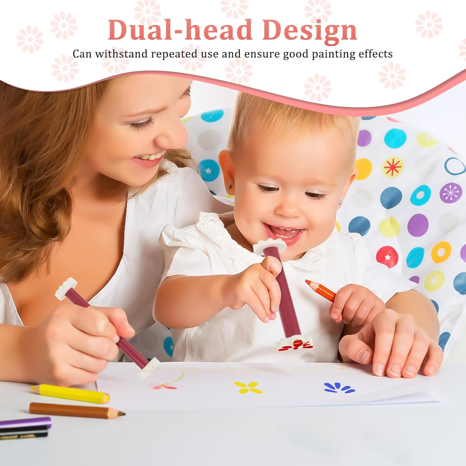 ZFLYCANP 10Pcs Plastic Flower Dotting Tool, 3D Printing Double-Tip Floral Painter, Reusable Embosssing Tools for Painting Dots, Mandala Dot Art Tool for Rocks, Dotting Pens for DIY Graffiti image number 6