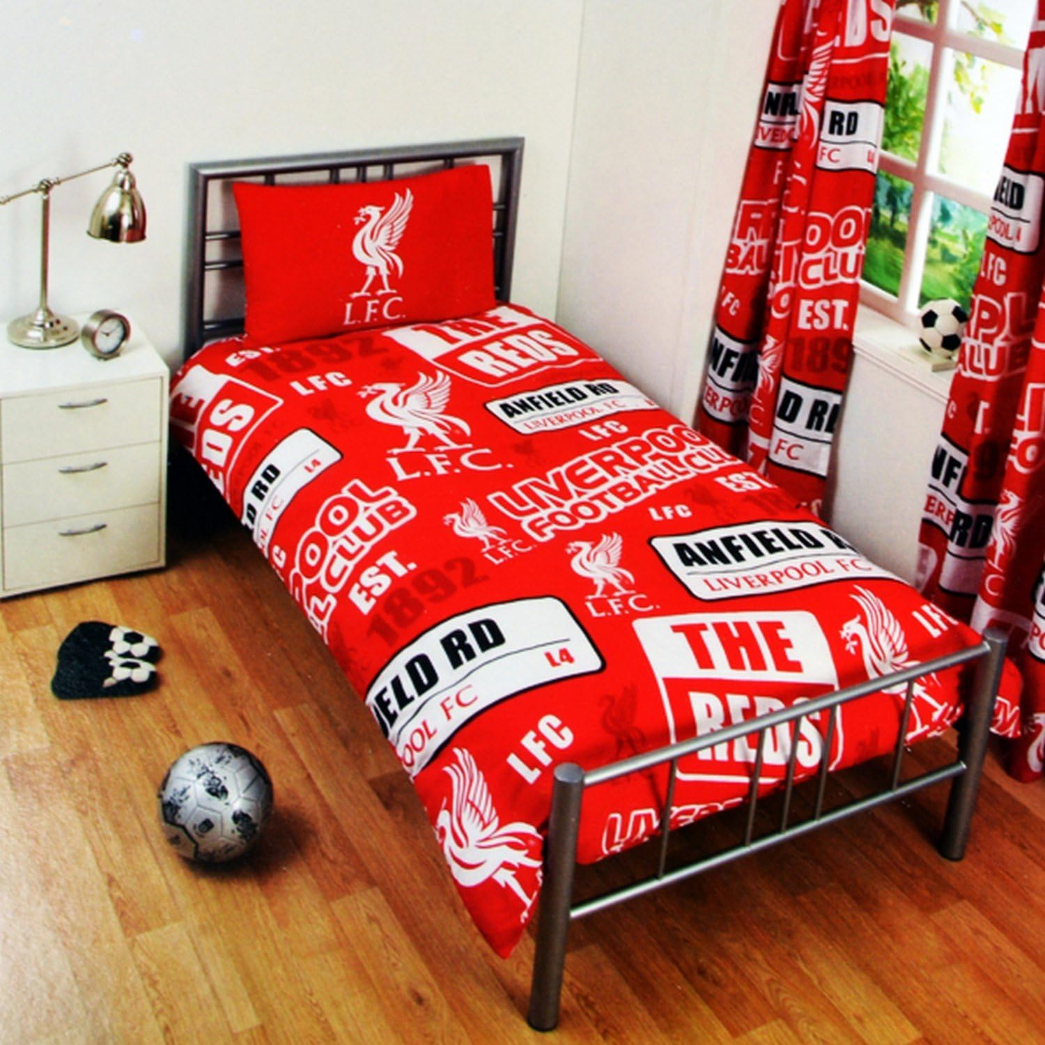 Liverpool FC Childrens/Kids Official Patch Football Crest Duvet Set (UK Size: Double) (Red)