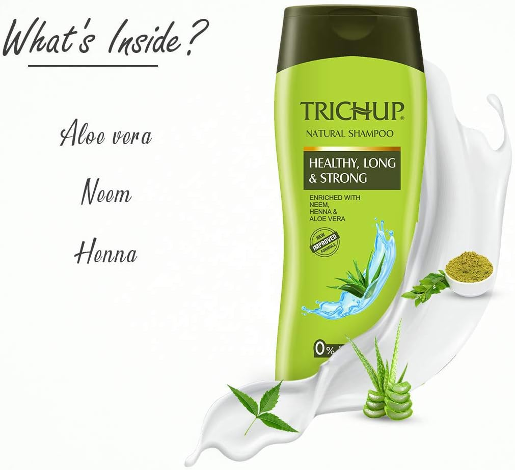 Trichup Natural Shampoo Healthy, Long & Strong Shampoo - Enriched with Neem, Henna & Aloevera - 400Ml (13.52 Fl.Oz) image number 1