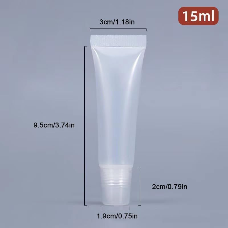 10Pcs 15Ml Mini Refillable Empty Tubelip Gloss Balm Clear Cosmetic Container Soft Tubes with 5Ml Plastic Syringe,Clear Lip Balm Container Refillable Mini Lip Gloss Squeeze Bottle with Plastic Syringe image number 6