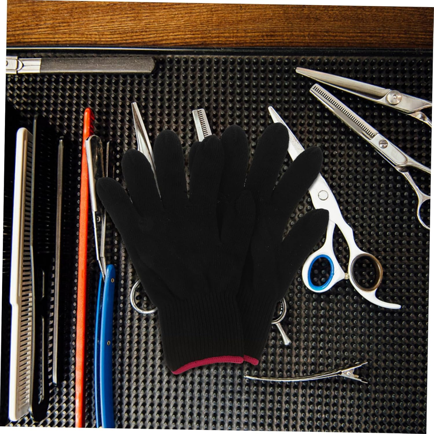 LALADEFIEE Heat Resistant Gloves for Men Scalding Hair Styling Mitts Heatless Curlers Headband Fast Heating Function image number 2